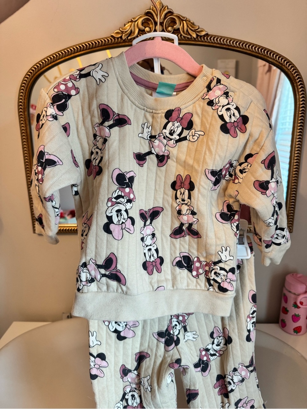 Disney Cream and Pink Minnie Mouse Pajama Set